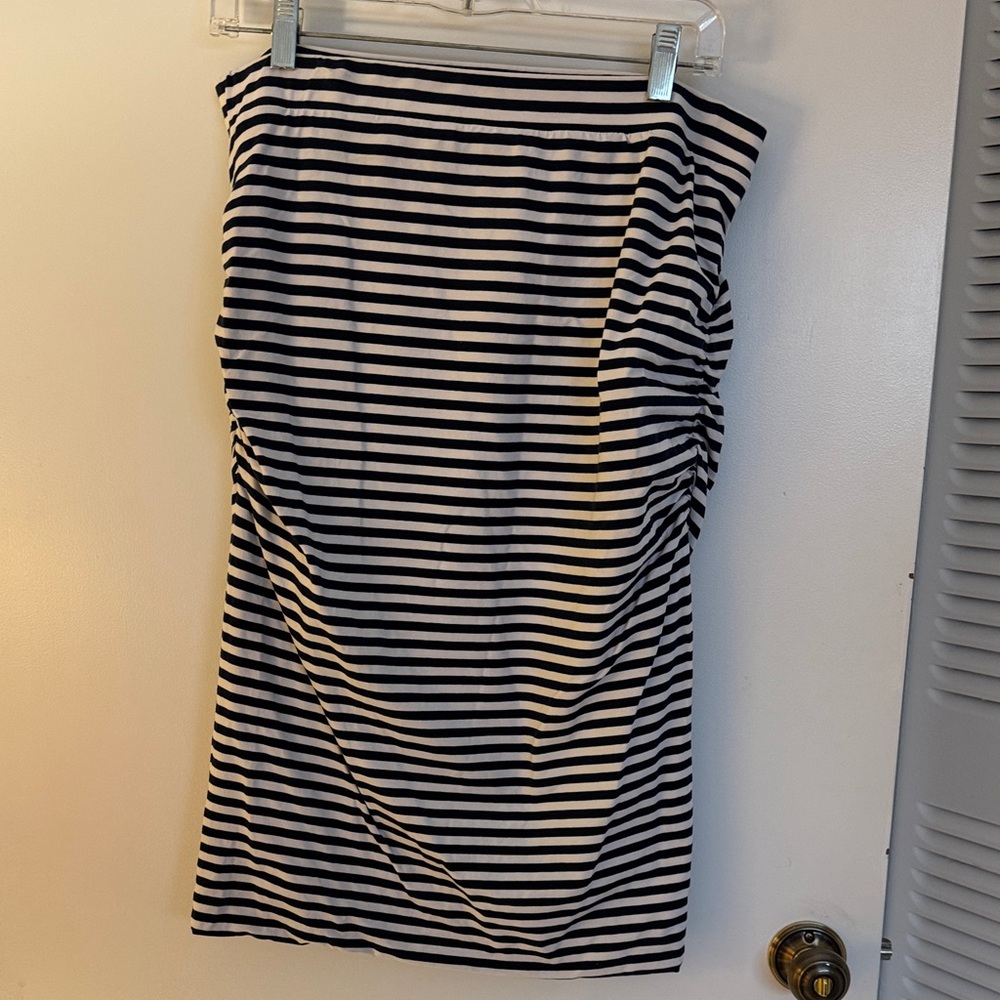 Boden Navy and White Striped Skirt